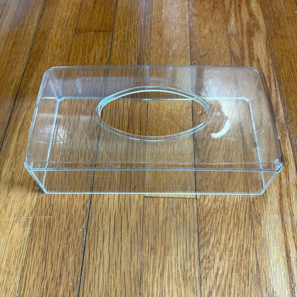 Vintage Lucite Tissue Box Cover Clear Acrylic Vanity Organizer